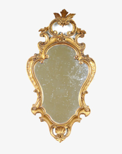 金色边框斑驳的镜子古代器物实物素材