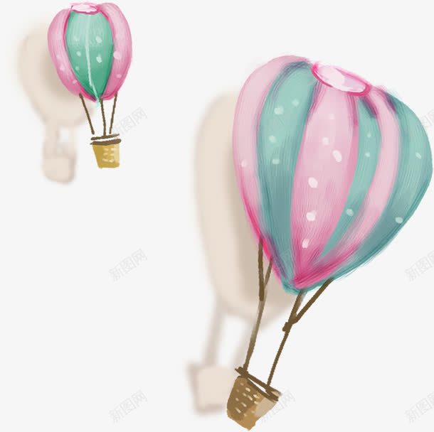 手绘粉绿色条纹热气球png免抠素材_88icon https://88icon.com 条纹 热气球 绿色