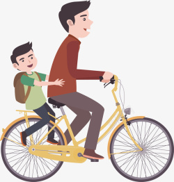 父子骑自行车父亲儿子骑自行车矢量图高清图片