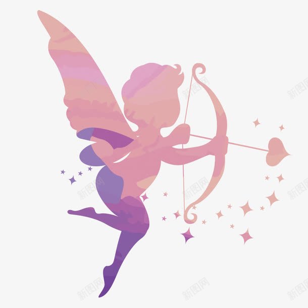 渐变丘比特爱神剪影png免抠素材_88icon https://88icon.com PNG 丘比特 小丘比特 渐变 爱心发射 爱情 爱神剪影