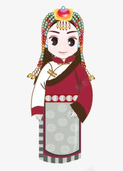 金童玉女Q版卡通古装人物喜庆藏族人物矢高清图片
