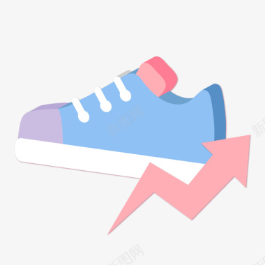 鞋子卡通的球鞋和箭头图标图标