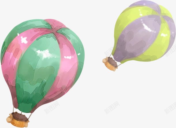 创意水彩油画效果彩色热气球png免抠素材_88icon https://88icon.com 创意 彩色 效果 水彩 油画 热气球