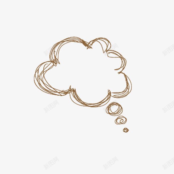 手绘对话框png免抠素材_88icon https://88icon.com 云朵形 棕色 涂鸦 涂鸦主题 线条