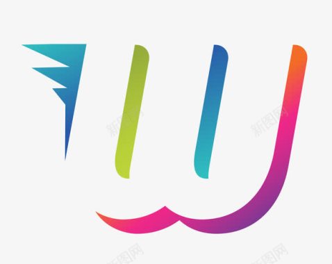 字母Z创意设计彩色w型LOGO图标图标