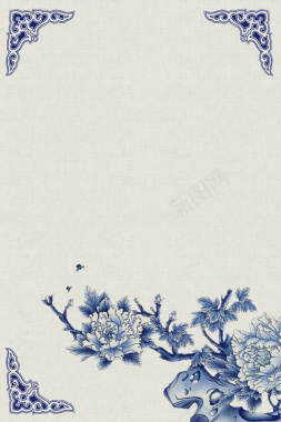 古典淡雅青花瓷花纹背景背景