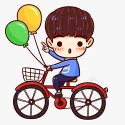 卡通骑单车小男孩气球素材