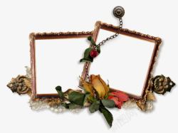 玫瑰花边相框玫瑰花金属边框相框高清图片