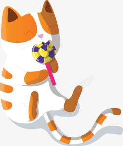 花纹猫咪可爱吃糖果的猫咪高清图片