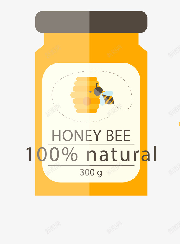 扁平化有机蜂蜜包装png免抠素材_88icon https://88icon.com 卡通手绘 瓶子 英文字母 蜂蜜 蜜蜂标签 装饰图 黄色