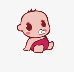婴儿穿着红色尿布含着奶嘴素材