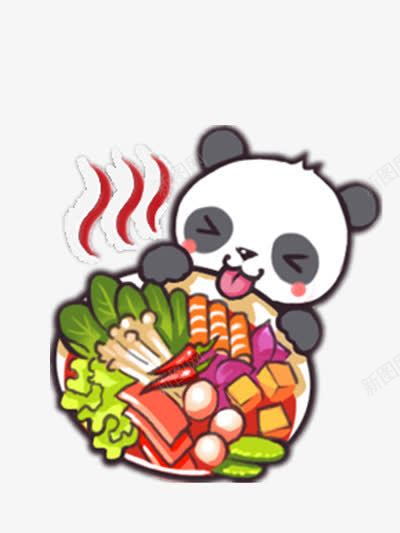 爱吃麻辣烫的熊猫png免抠素材_88icon https://88icon.com 可爱 彩色 美食诱惑 麻辣烫