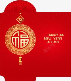 中国风大气红色福字红包素材