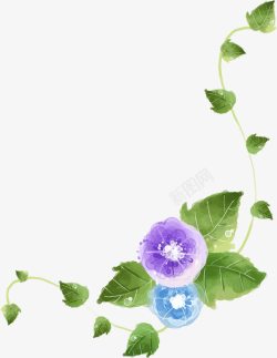 春天淡雅紫色水彩花朵素材