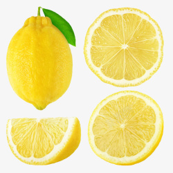 多角度黄柠檬切片特写高清图片