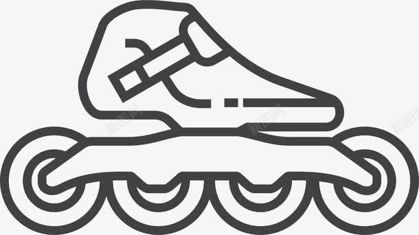 手绘线条竞技轮滑鞋图标图标