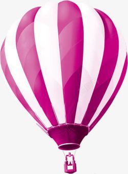 紫色卡通可爱条纹热气球装饰素材