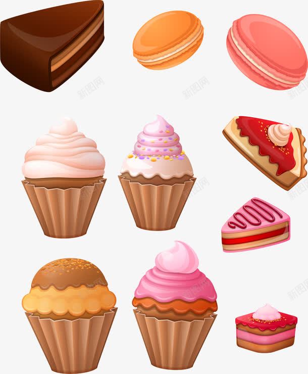 彩色蛋糕奶油png免抠素材_88icon https://88icon.com 免抠PNG 卡通 奶油蛋糕 小糕点 巧克力蛋糕 甜点 糕点 纸杯蛋糕 草莓味 马卡龙 马卡龙配色