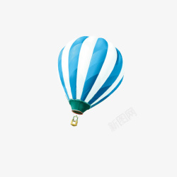 蓝白热气球蓝白条纹热气球元素高清图片