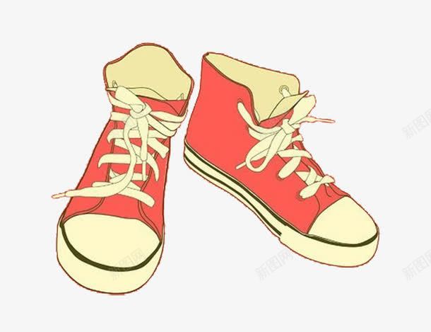 红色高帮帆布鞋png免抠素材_88icon https://88icon.com 女鞋 学生 手绘 手绘帆布鞋 插画 鞋带