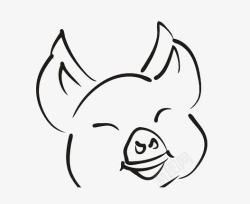辣条手绘开心的猪剪影头像素材