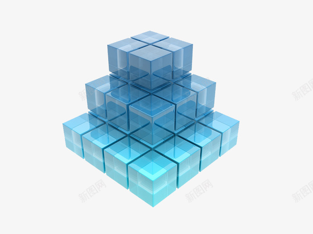 三维图形透明蓝色玻璃格子png免抠素材_88icon https://88icon.com 三维图形 冰块楼梯 几何形状 四方格 正方形 玻璃格子 透明蓝色