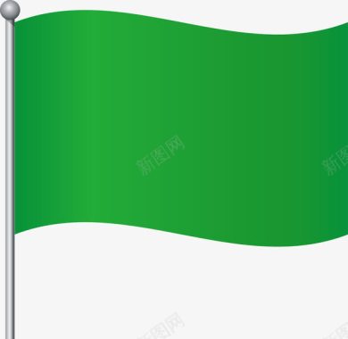 卡通绿色飘曳旗帜图图标图标