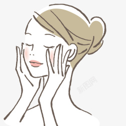 女性脸部轮廓卡通女性做脸部护理矢量图高清图片