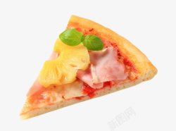 一块披萨实物一块培根菠萝披萨高清图片