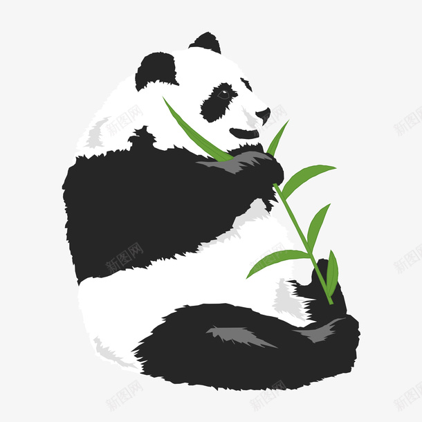 黑色创意熊猫卡通插画矢量图ai免抠素材_88icon https://88icon.com 创意 动物 弯曲 树叶 植物 熊猫 竹子 绿色 黑色 矢量图