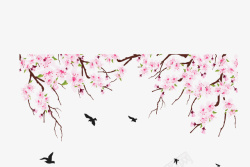 春天精美粉红樱花矢量图素材