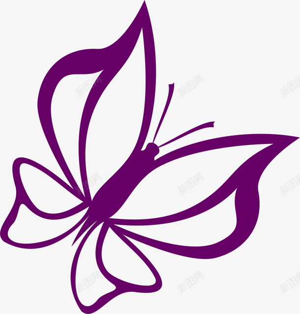 紫色线条蝴蝶png免抠素材_88icon https://88icon.com 图案 昆虫 清新 简约 紫色 线条 蝴蝶 装饰图案