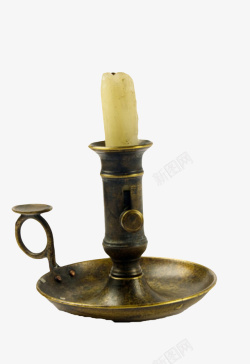 金色斑驳带蜡烛的烛台古代器物实素材