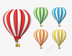 五个色的热气球素材