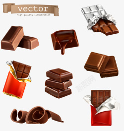 巧克力标签巧克力块矢量图高清图片