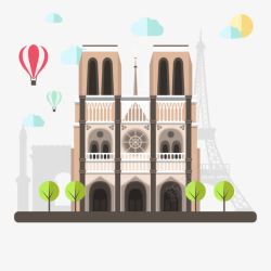法国第戎大教堂巴黎铁塔矢量图高清图片