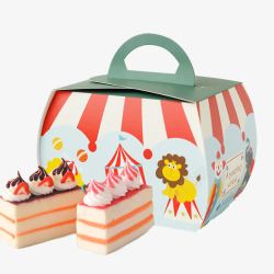 手提蛋糕盒小丑烘焙手提盒子高清图片
