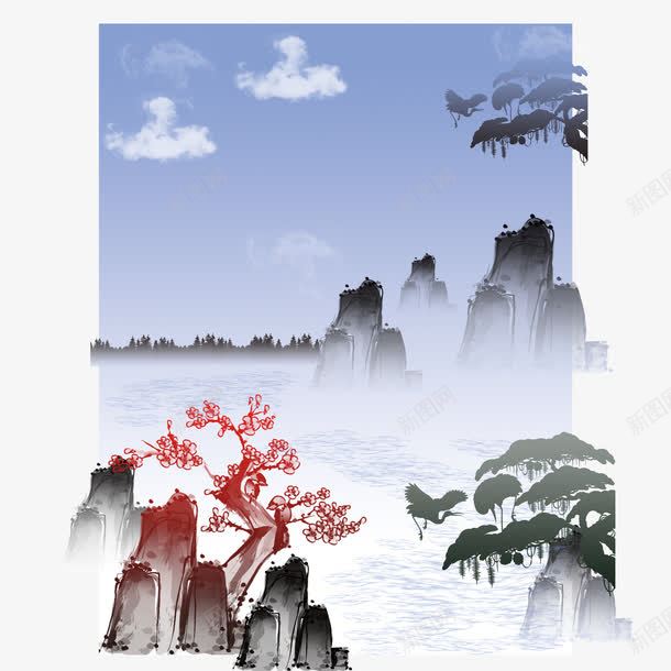 山水水墨画可拆分png免抠素材_88icon https://88icon.com 山 水 水墨画 风景