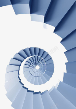 螺旋上升蓝色旋涡螺旋楼梯高清图片