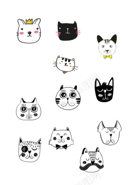 表情猫咪符号手绘猫咪头表情图标图标