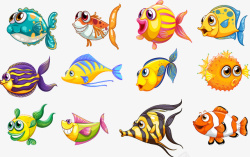 鱼类卡通免抠海底卡通鱼矢量图高清图片