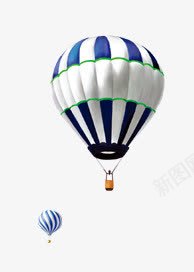 创意手绘蓝白条纹的热气球png免抠素材_88icon https://88icon.com 创意 条纹 热气球