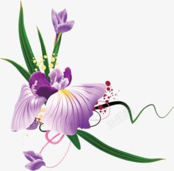 春天手绘紫色玫瑰装饰素材