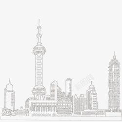 简笔印记上海东方之珠简笔画黑白线稿高清图片