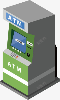 自助机绿色ATM自动取款机高清图片