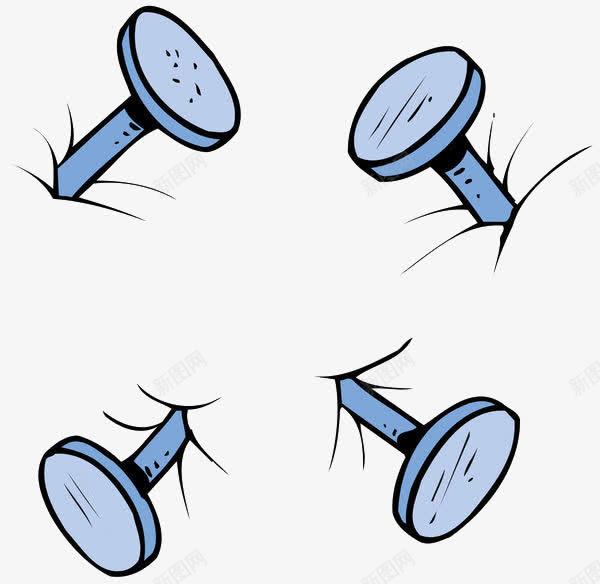 蓝色手绘扁式图钉png免抠素材_88icon https://88icon.com 办公文具 固定 图钉 扁平图钉 扁式图钉 手绘 蓝色 钉子