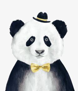 水墨北极熊卡通熊猫装饰画高清图片