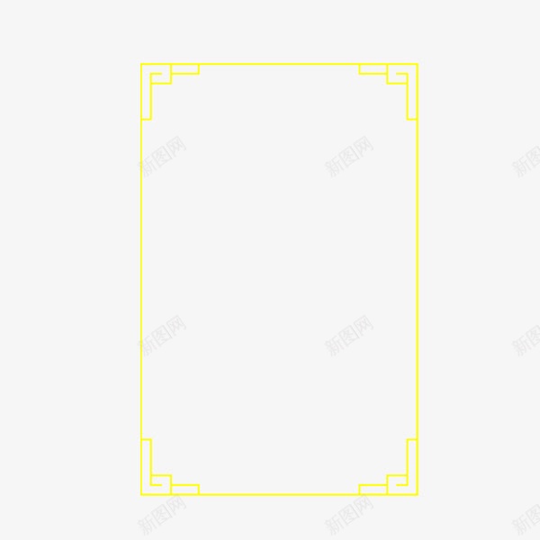 黄色边框png免抠素材_88icon https://88icon.com 中式画框 古典 古风 方形 简约