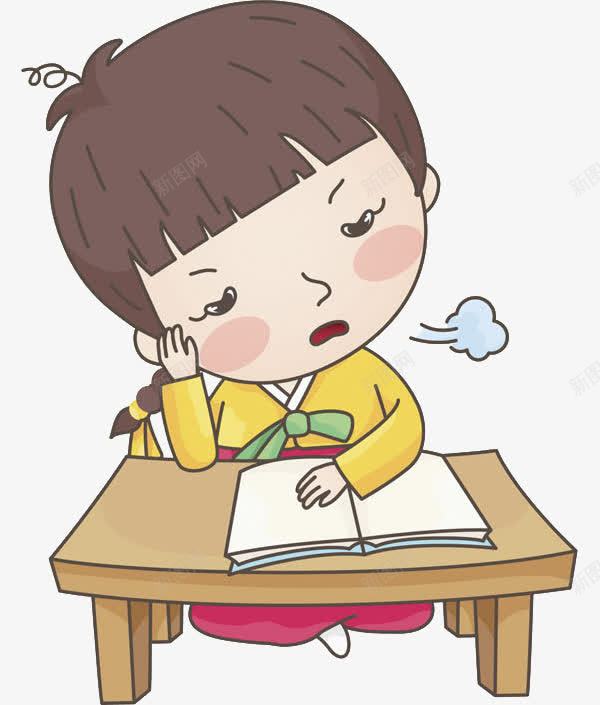 叹气的女孩png免抠素材_88icon https://88icon.com 书桌 卡通 可爱 叹气的女孩 学生 小女孩 插图 漂亮的 简笔