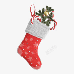 红色的雪花圣诞节圣诞树袜子高清图片